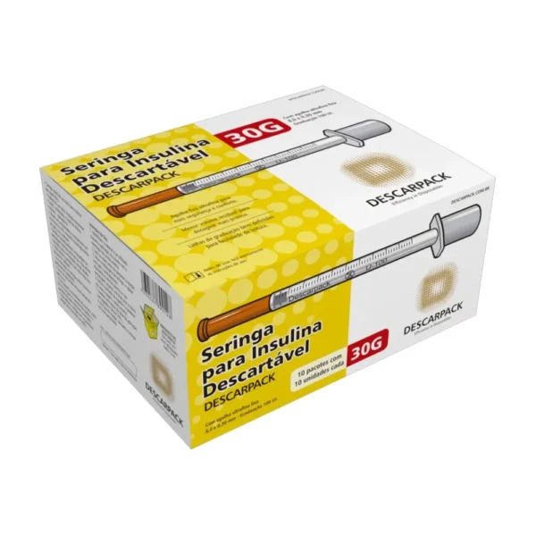 Seringa De Insulina 1ml Agulha Fixa Ultrafina 8 0 X 0 30mm 30g